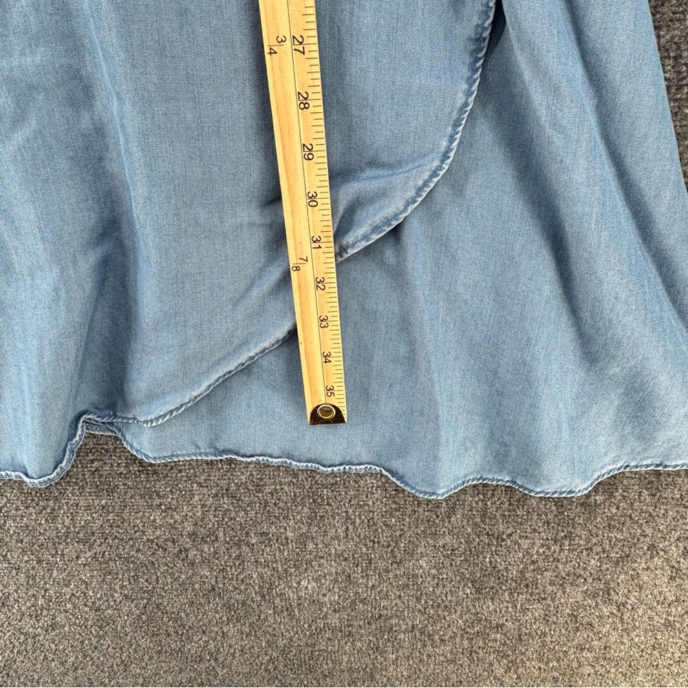 Loft Short Flutter Sleeve Chambray Wrap Dress Mid… - image 9